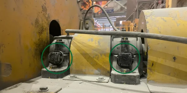 Sensores inalámbricos instalados en rodamientos de un harnero